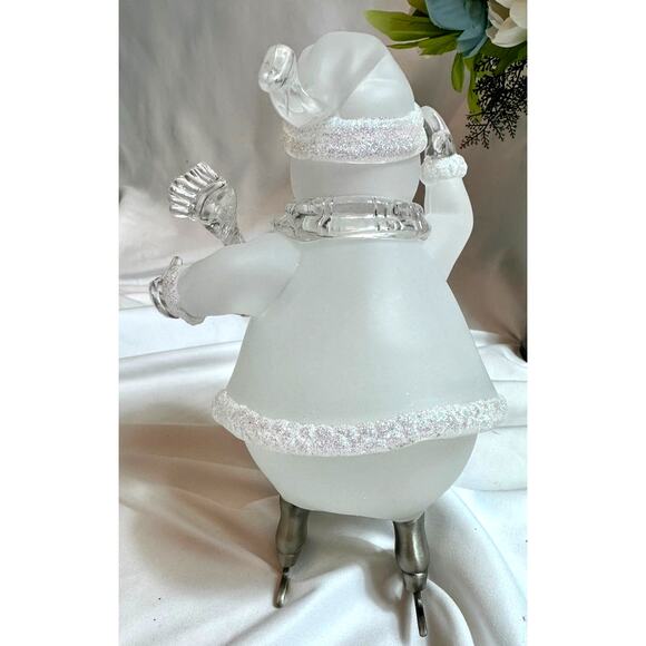 Vintage Christmas Around the World Skating Snowman Frosted Glass - Picture 13 of 16